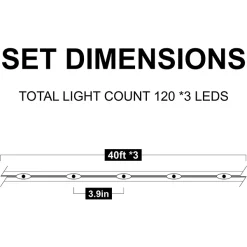 Joiedomi 3x120 LED Multicolor Rope Light 46ft -Christmas Ornaments Sales Store 3Pcs 120 LED Rope Light Multicolor 46ft 1