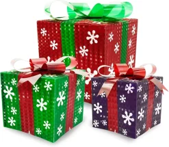 Joiedomi 3Pcs 50 LED Christmas Light Boxes Decor (Snowflakes)