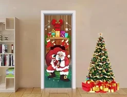 Joyin 3Pcs Night Santa Door Cover 72in