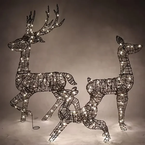 Joiedomi 3Pcs Rattan Christmas Reindeer Buck, Doe, And Fawn Yard Lights 4 Joiedomi 3Pcs Rattan Christmas Reindeer Buck, Doe, And Fawn Yard Lights - Image 2