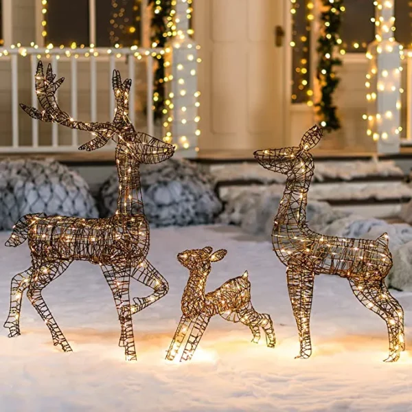 Joiedomi 3Pcs Rattan Christmas Reindeer Buck, Doe, And Fawn Yard Lights 3 Joiedomi 3Pcs Rattan Christmas Reindeer Buck, Doe, And Fawn Yard Lights