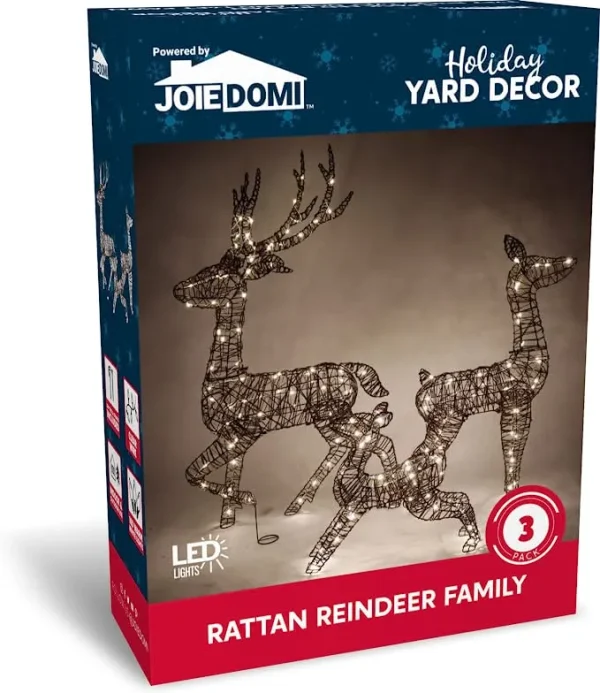 Joiedomi 3Pcs Rattan Christmas Reindeer Buck, Doe, And Fawn Yard Lights 8 Joiedomi 3Pcs Rattan Christmas Reindeer Buck, Doe, And Fawn Yard Lights - Image 6