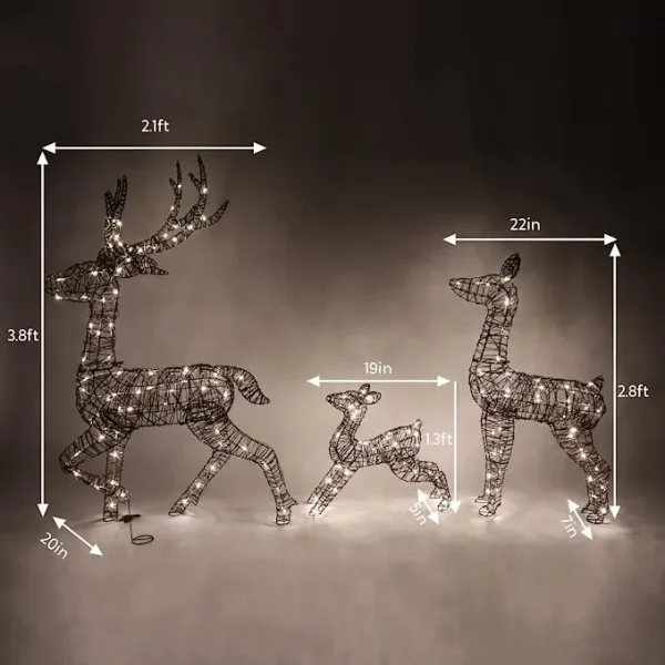 Joiedomi 3Pcs Rattan Christmas Reindeer Buck, Doe, And Fawn Yard Lights 7 Joiedomi 3Pcs Rattan Christmas Reindeer Buck, Doe, And Fawn Yard Lights - Image 5