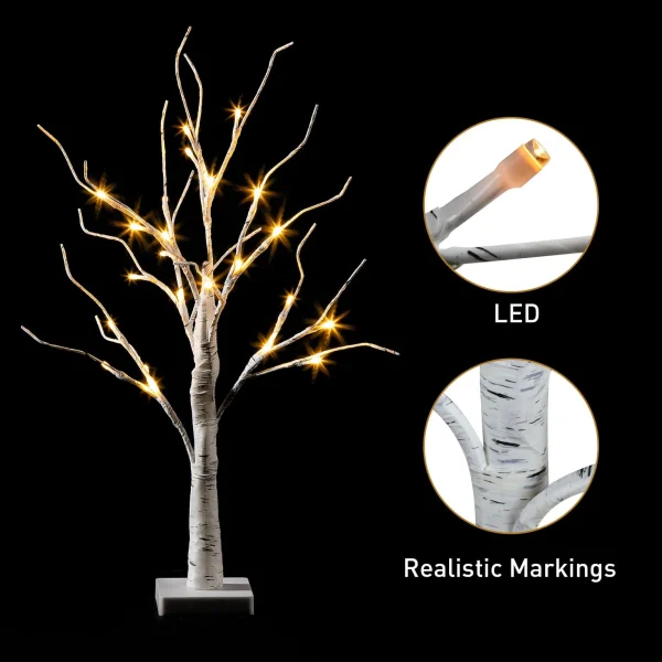 Joiedomi 3Pcs White Birch Tree With 24 LED Lights 2ft 8 Joiedomi 3Pcs White Birch Tree With 24 LED Lights 2ft - Image 6
