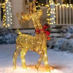 Joiedomi 3ft 60 LED Light Up Yard Reindeer Buck Gold -Christmas Ornaments Sales Store 3ft Fabric Gold Buck Head Up 3 result 600x600 1