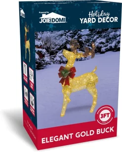 Joiedomi 3ft 60 LED Light Up Yard Reindeer Buck Gold -Christmas Ornaments Sales Store 3ft Fabric Gold Buck Head Up 5 result 600x749 1