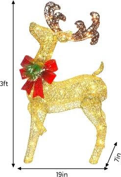 Joiedomi 3ft 60 LED Light Up Yard Reindeer Buck Gold -Christmas Ornaments Sales Store 3ft Fabric Gold Buck Head Up 6 result 600x874 1