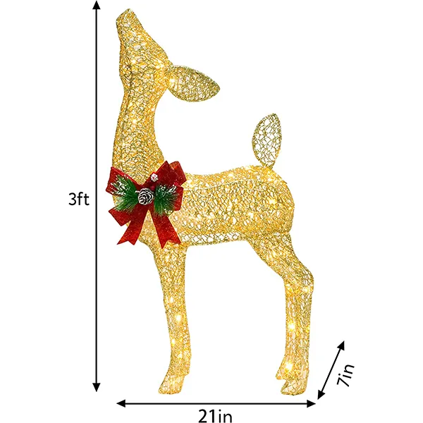 Joiedomi 3ft Fabric Gold Fawn Christmas Yard Lights 7 Joiedomi 3ft Fabric Gold Fawn Christmas Yard Lights - Image 5