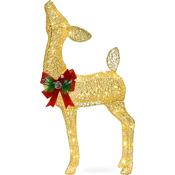 Joiedomi 3ft Fabric Gold Fawn Christmas Yard Lights 4 Joiedomi 3ft Fabric Gold Fawn Christmas Yard Lights - Image 2