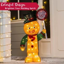 Joiedomi 50-Count LED Warm White Tinsel Christmas Gingerbread Man -Christmas Ornaments Sales Store 3ft LED Yard Light Tinsel Gingerbread Man 4 result 600x600 1