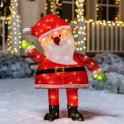 Joiedomi 3ft 70 LED Tinsel Santa Yard Decoration Lighted -Christmas Ornaments Sales Store 3ft LED Yard Light Tinsel Santa 4 result 600x600 1