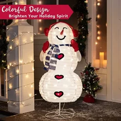 Joiedomi 3ft LED Yard Lights - Collapsible Snowman With Earmuffs -Christmas Ornaments Sales Store 3ft LED Yard Lights Collapsible Snowman with Earmuffs 1