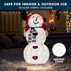 Joiedomi 3ft LED Yard Lights - Collapsible Snowman With Earmuffs -Christmas Ornaments Sales Store 3ft LED Yard Lights Collapsible Snowman with Earmuffs 2