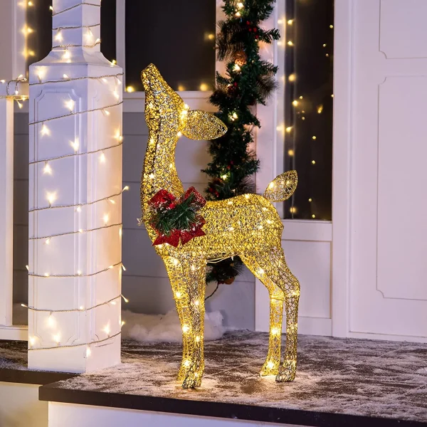 Joiedomi 3ft Fabric Gold Fawn Christmas Yard Lights 3 Joiedomi 3ft Fabric Gold Fawn Christmas Yard Lights
