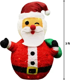Joiedomi 3ft 100 LED Plush Collapsible Santa -Christmas Ornaments Sales Store 3ft Tinsel Collapsible Santa LED Yard Light 6 result 600x683 1