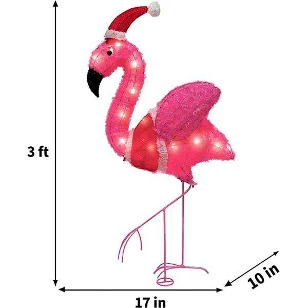Joiedomi 3ft 30 LED Tinsel Flamingo With Christmas Hat 7 Joiedomi 3ft 30 LED Tinsel Flamingo With Christmas Hat - Image 5