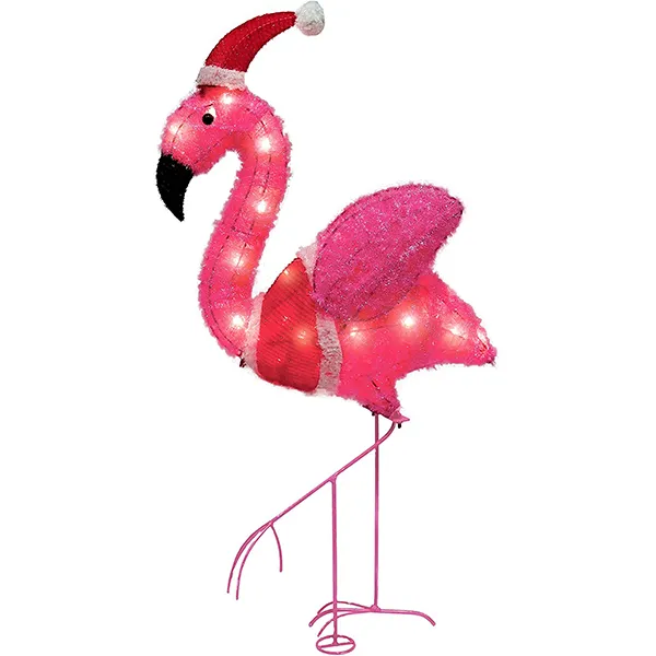 Joiedomi 3ft 30 LED Tinsel Flamingo With Christmas Hat 4 Joiedomi 3ft 30 LED Tinsel Flamingo With Christmas Hat - Image 2