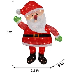 Joiedomi 3ft 70 LED Tinsel Santa Yard Decoration Lighted -Christmas Ornaments Sales Store 3ft Tinsel Santa Christmas Yard Light