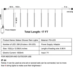 Joiedomi 3x 8 Tubes (12in) Christmas Meteor Shower Icicle String Lights -Christmas Ornaments Sales Store 3x 8 Tubes 12in Christmas Meteor Shower Icicle String Lights