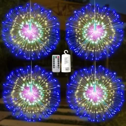 Joiedomi 4Pcs 200 LED Firework Copper Wire Lights 24in
