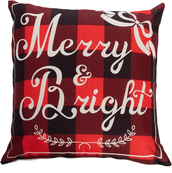 Joyin 4pcs Red Buffalo Plaid Pillow Covers 8 Joyin 4pcs Red Buffalo Plaid Pillow Covers - Image 6