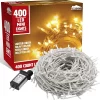 Joiedomi 400 LED Warm White Led String Lights Clear Wire 140.7ft -Christmas Ornaments Sales Store 400 LED Christmas Light 16 1 600x605 1