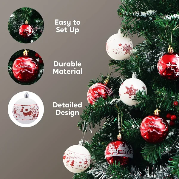 Joiedomi 40pcs Red And White Christmas Ball Ornaments 6 Joiedomi 40pcs Red And White Christmas Ball Ornaments - Image 4