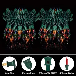 Joiedomi 2x100 Multicolor Christmas Green Wire String Lights 21.3ft -Christmas Ornaments Sales Store 42.6 FT 200 Count Christmas Multicolor Green Wire String Lights 3 result 600x600 1