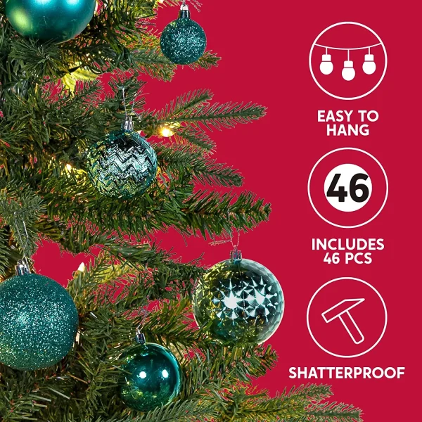 Joiedomi 46pcs Assorted Size Teal Christmas Ball Ornaments 4 Joiedomi 46pcs Assorted Size Teal Christmas Ball Ornaments - Image 2