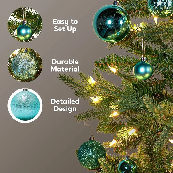Joiedomi 46pcs Assorted Size Teal Christmas Ball Ornaments 6 Joiedomi 46pcs Assorted Size Teal Christmas Ball Ornaments - Image 4