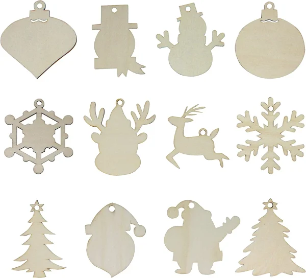 Joyin 48pcs Wooden Christmas Ornaments Craft Kit 4 Joyin 48pcs Wooden Christmas Ornaments Craft Kit - Image 2