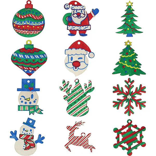 Joyin 48pcs Wooden Christmas Ornaments Craft Kit 6 Joyin 48pcs Wooden Christmas Ornaments Craft Kit - Image 4