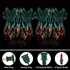 Joiedomi 4x100 LED Multicolor Christmas Green Wire String Lights 21.3ft -Christmas Ornaments Sales Store 4Pcs 100 LED Christmas Multicolor Green Wire String Lights 21 6 600x600 1