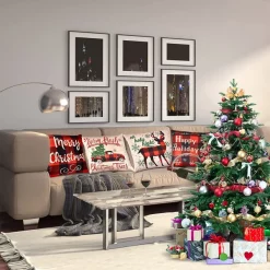 Joiedomi 4pcs Buffalo Plaid Reindeer And Truck Pillow Covers -Christmas Ornaments Sales Store 4Pcs Christmas Buffalo Plaid Pillow Covers Reindeer amp Truck 1 600x600 1