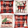 Joiedomi 4pcs Buffalo Plaid Reindeer And Truck Pillow Covers