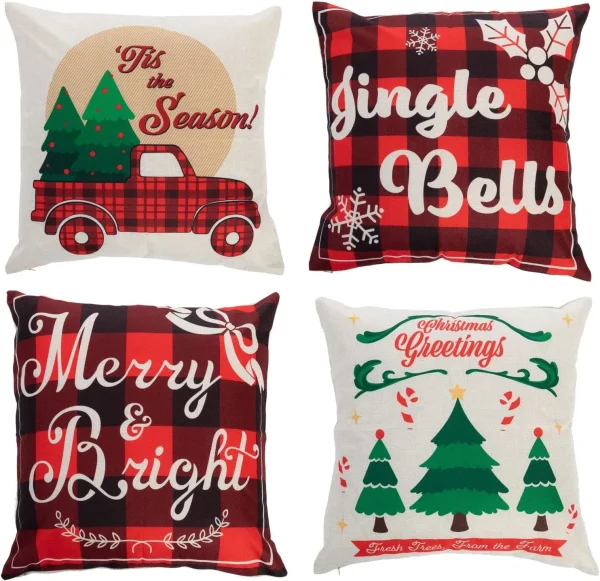 Joyin 4pcs Red Buffalo Plaid Pillow Covers 3 Joyin 4pcs Red Buffalo Plaid Pillow Covers