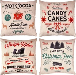 Joiedomi 4Pcs Christmas Pillow Covers