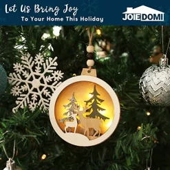 Joiedomi 4pcs LED Hanging Christmas Wooden Reindeer Ornament 12 Joiedomi 4pcs LED Hanging Christmas Wooden Reindeer Ornament -Christmas Ornaments Sales Store 4Pcs LED Wooden Hanging Reindeer Ornaments 2