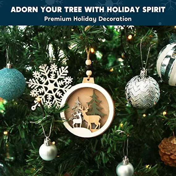 Joiedomi 4pcs LED Hanging Christmas Wooden Reindeer Ornament 5 Joiedomi 4pcs LED Hanging Christmas Wooden Reindeer Ornament - Image 3