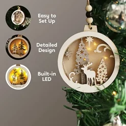 Joiedomi 4pcs LED Hanging Christmas Wooden Reindeer Ornament 11 Joiedomi 4pcs LED Hanging Christmas Wooden Reindeer Ornament -Christmas Ornaments Sales Store 4Pcs LED Wooden Hanging Reindeer Ornaments 6