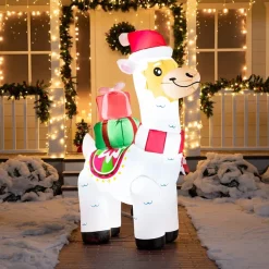 Joiedomi 6ft Inflatable LED Christmas Llama With Gifts -Christmas Ornaments Sales Store 4ft LED Inflatable Ground Breaker Pumpkin Reaper 6 600x600 1