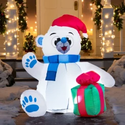 Joiedomi 4ft LED Inflatable Polar Bear Christmas Yard Decorations