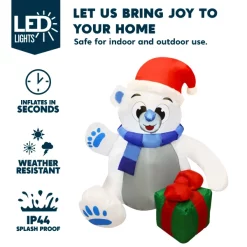 Joiedomi 4ft LED Inflatable Polar Bear Christmas Yard Decorations -Christmas Ornaments Sales Store 4ft LED Inflatable Polar Bear Christmas Yard Decorations 3 600x600 1