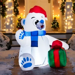 Joiedomi 4ft LED Inflatable Polar Bear Christmas Yard Decorations -Christmas Ornaments Sales Store 4ft LED Inflatable Polar Bear Christmas Yard Decorations 4 600x600 1