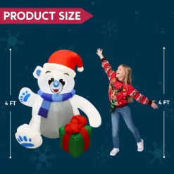 Joiedomi 4ft LED Inflatable Polar Bear Christmas Yard Decorations -Christmas Ornaments Sales Store 4ft LED Inflatable Polar Bear Christmas Yard Decorations 5 600x600 1