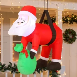 Joiedomi 4ft Long LED Inflatable Santa Hung On A Tree