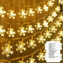 Joiedomi 50 LED Warm White Snowflake String Fairy Lights 17.06ft