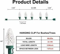 Joiedomi 50 Warm White LED C9 Green Wire String Lights -Christmas Ornaments Sales Store 50 Warm White LED C9 Green Wire String Lights 6 600x546 1