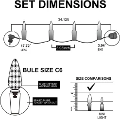 Joiedomi 150 LED C6 Warm White Christmas String Lights 50.52ft 13 Joiedomi 150 LED C6 Warm White Christmas String Lights 50.52ft -Christmas Ornaments Sales Store 50.5 FT 150 Counts C6 Warm White Christmas String Lights 6 result 600x597 1