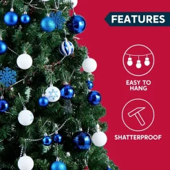 Joiedomi 50pcs Dark Blue And White Christmas Ball Ornaments -Christmas Ornaments Sales Store 50Pcs Assorted Christmas Ball Ornaments Dark Blue White 4 600x600 1